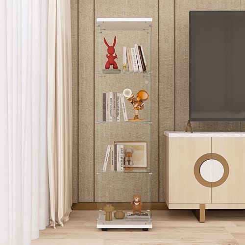 Miniatura 2 de FLYMUHJIA Gabinete de cristal para exhibición de licor de vino, puerta de vidrio, cocina, sala de estar, gabinete de acento con puertas, zapatos,