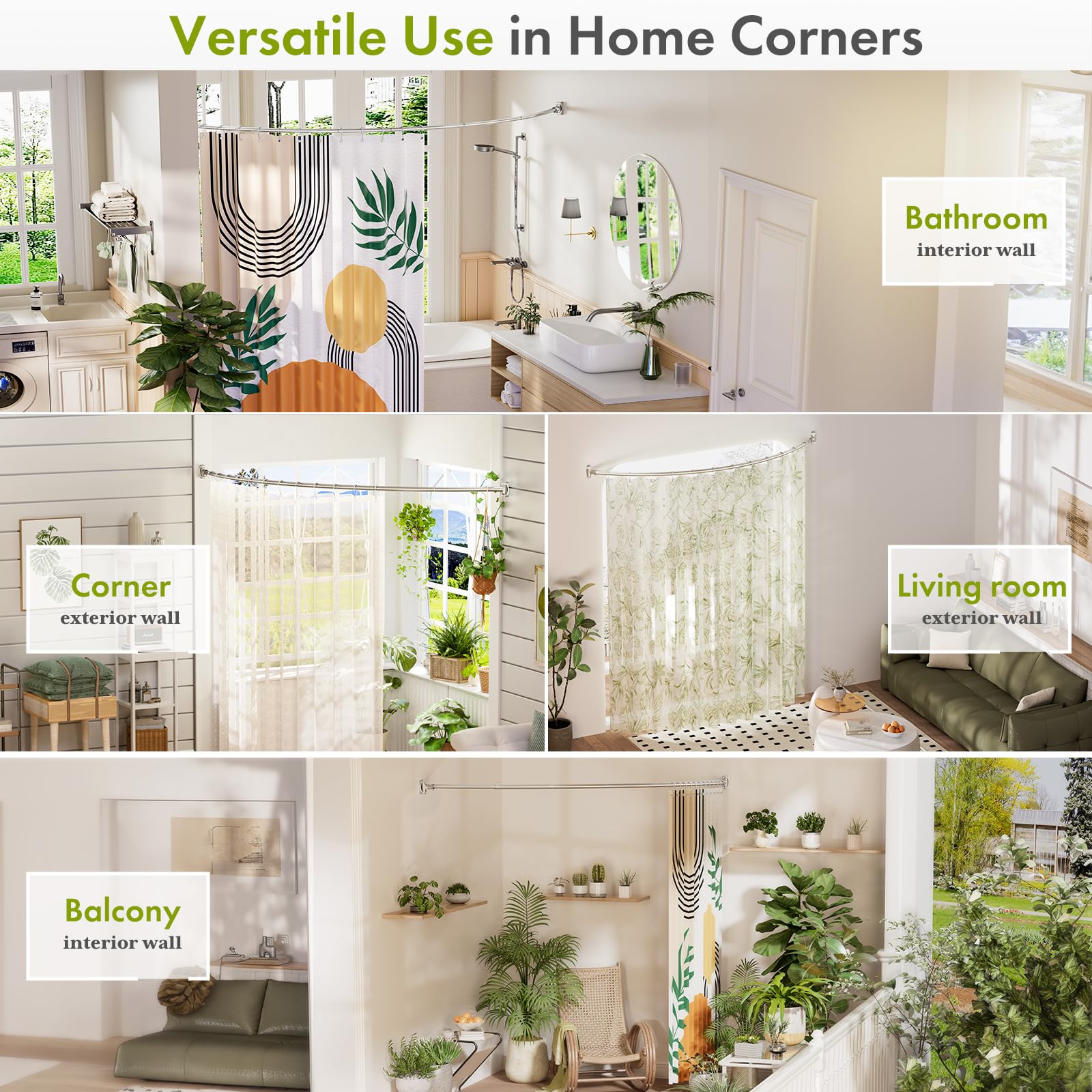 Curved vs Straight Shower Rod: Which Is Right for You? (2026) 2 AmazerBath 20-84 Inches Arched Curved Shower Curtain Rod, Heavy Duty Shower Rod - product photo