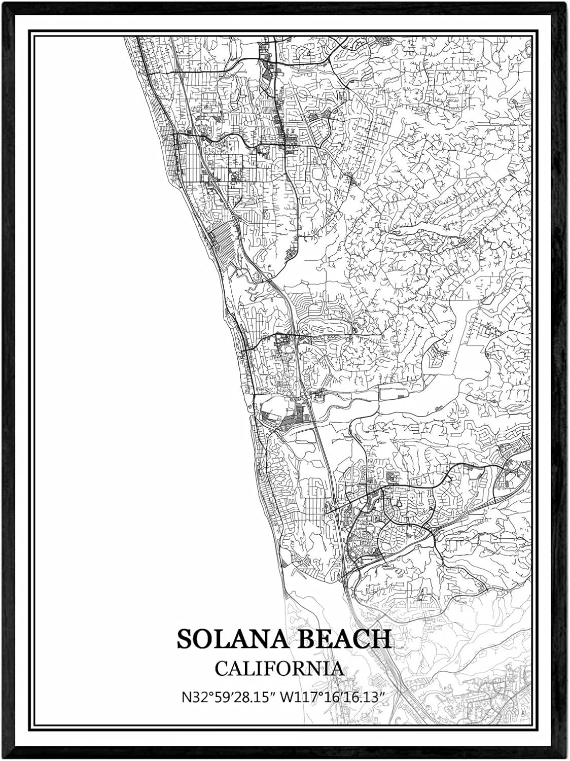 ソラナビーチカリフォルニアアメリカ地図ウォールアートキャンバス印刷ポスター アートワークフレームなし地図お土産贈り物室内装飾 交換無料 ソラナビーチカリフォルニアアメリカ地図ウォールアートキャンバス印刷ポスター アートワークフレームなし地図お土産贈り物室内装飾 交換無料