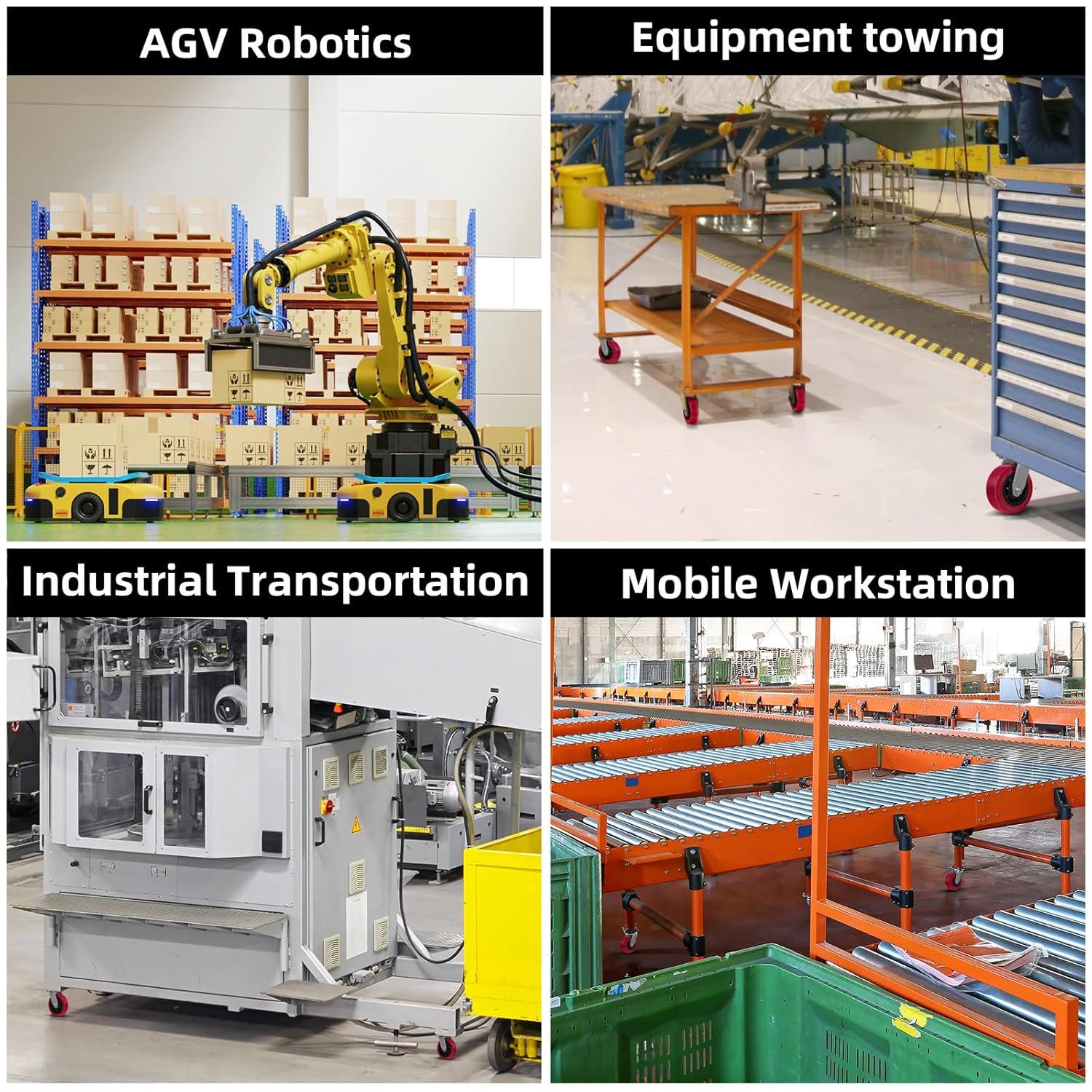 5" x 2" Replacement Caster Wheels, Polyurethane on Polyolefin core Wheel-1/2" Bore, Heavy Duty Wheel Replacement for Industrial Plate Caster（4 Pack）