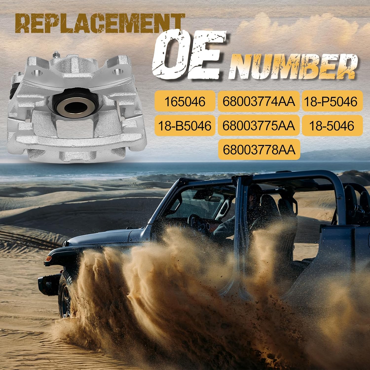 Rear Brake Caliper Fit For Jeep Wrangler JK/Jeep Liberty/Jeep Wrangler/Dodge Nitro # 165046, 68003774AA, 68003775AA, 68003778AA, 18-B5046, 18-P5046, 18-5046