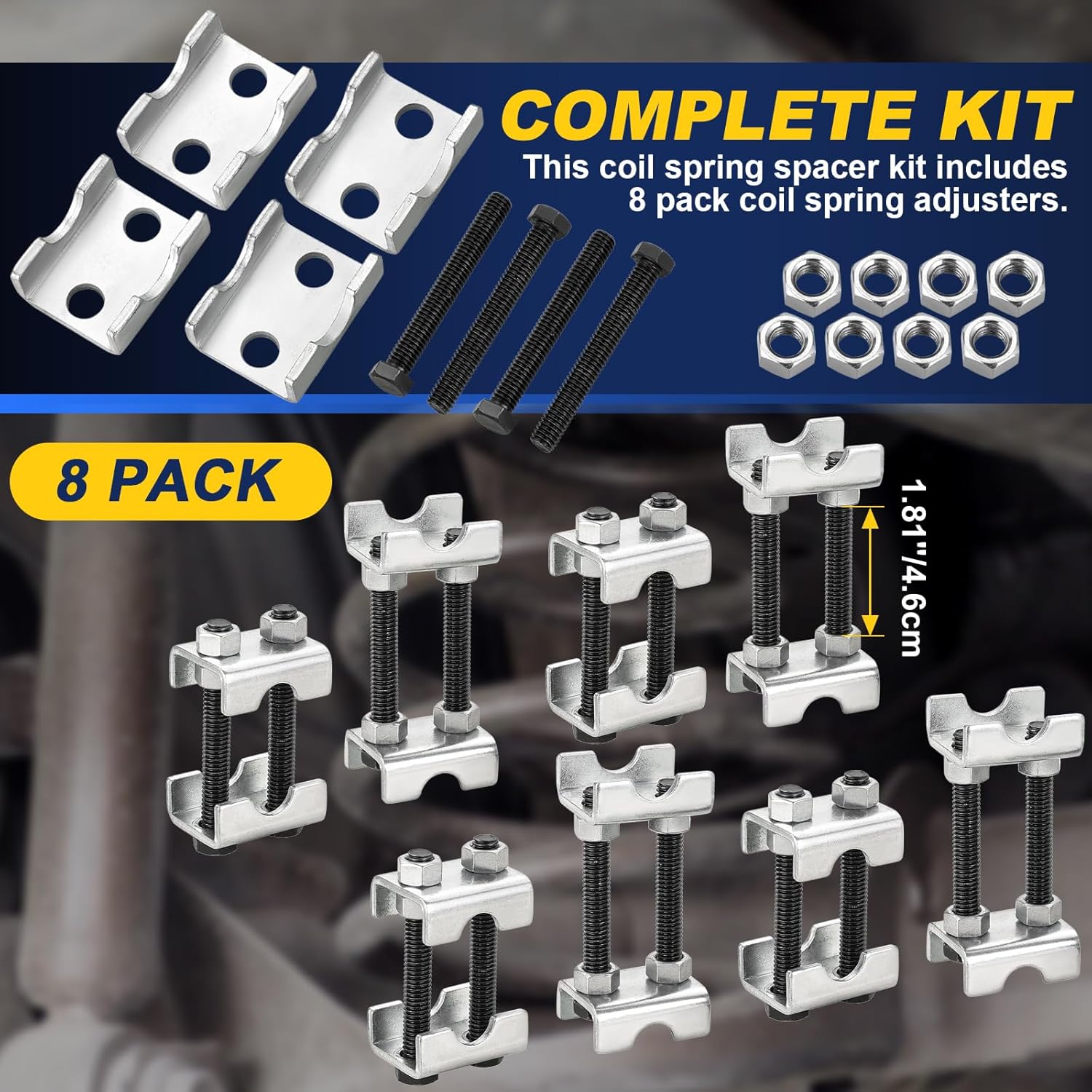 DASBET Adjustable 2-Way Coil Spring Spacers 8 Pack & 14" Coil Spring Compressor Tool