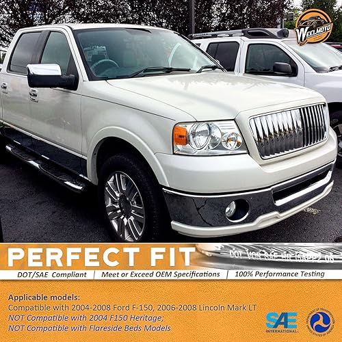 Miniatura 2 de WEELMOTO Faros delanteros para Ford F150 Pickup  06-08 Mark LT 2004-2008, conjunto de faros compatibles con carcasa cromada de repuesto de faros