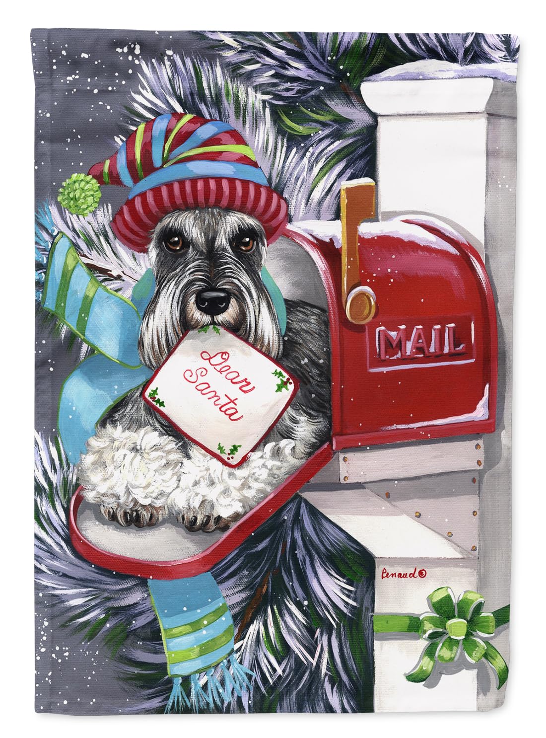 Drapeau de jardin Schnauzer pour décorer votre extérieur durant les fêtes de Noël