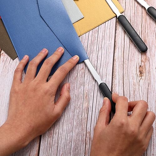 Miniatura 6 de Zonon Abrecartas de oficina, 3 piezas de acero inoxidable con borde de cuchillo, abridores de sobres, cuchillos ligeros para cartas de mano,