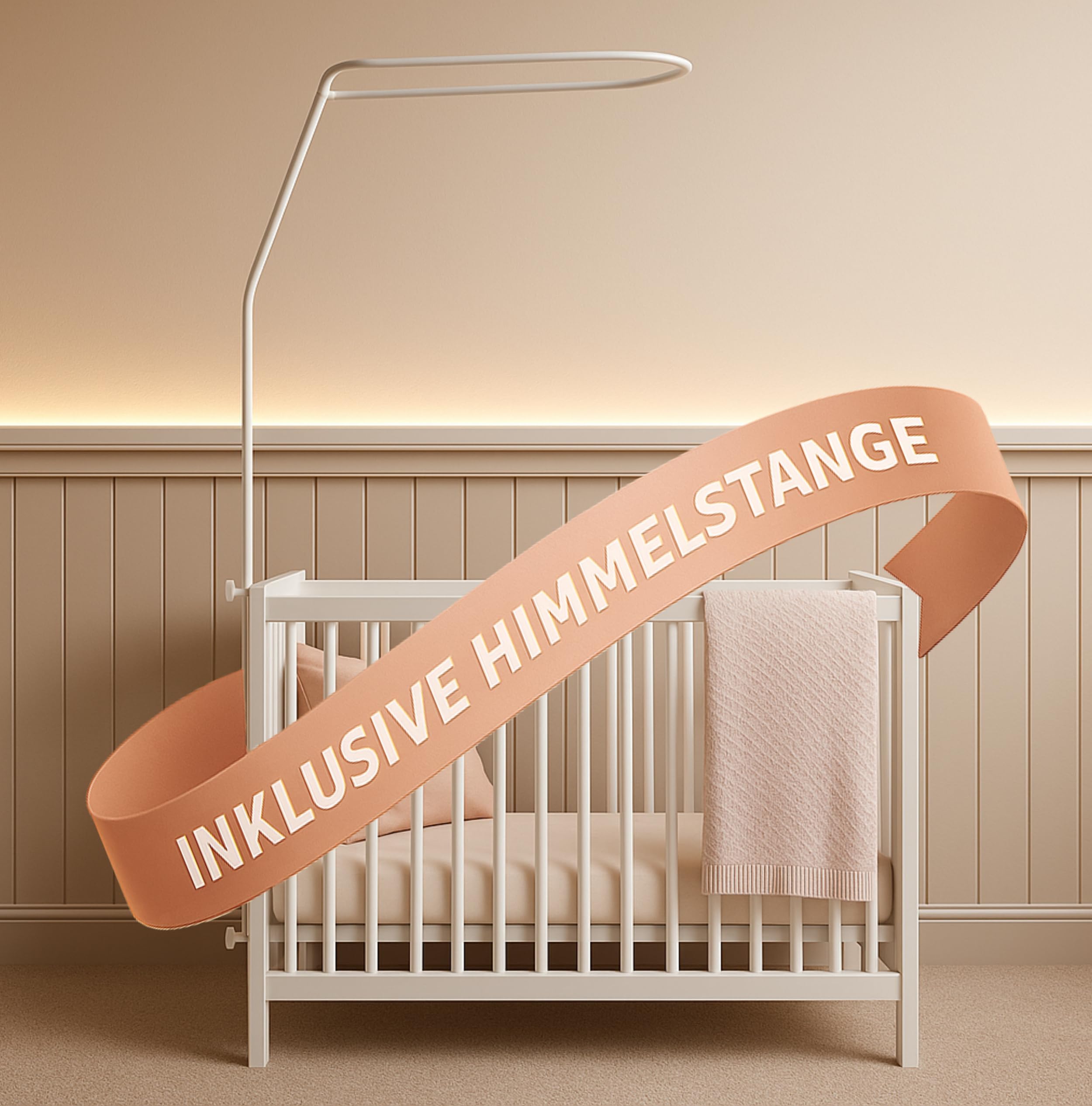 ALAVYA HOME® Dosel de tul 120 cm para cuna, mosquitera con pompones y barra, decoración para bebé, protege y encanta durante el sueño (rosa)