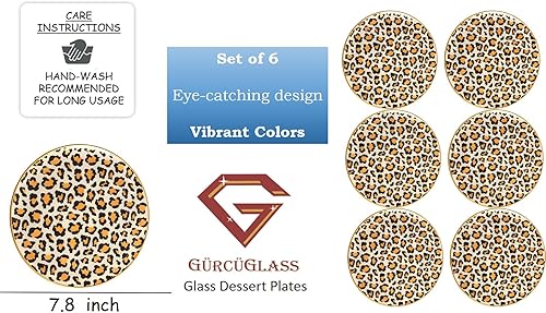 Miniatura 4 de Juego de platos de vidrio de 7,8 pulgadas, platos de ensalada, platos de aperitivo de postre, platos de almuerzo de vidrio, juego de platos