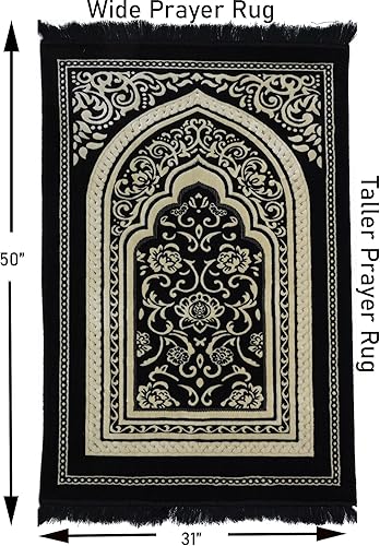 Miniatura 2 de Modefa Alfombra de oración de terciopelo islámico turco, gruesa, ancha, suave, para hombres y mujeres, tapete de oración grande, regalo de Eid y