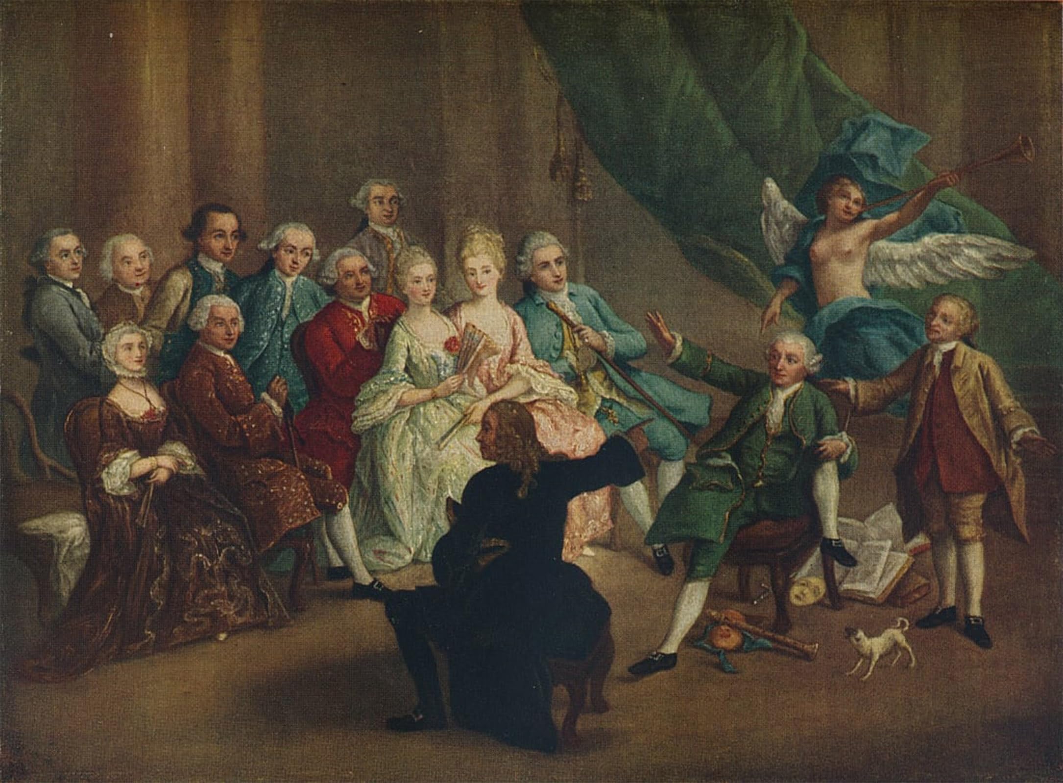 HRJUBWREE Oil Painting Prints on Canvas Painting Picture David Garrick in the Green Room by William Hogarth Artwork Canvas Prints for Office Decor 60x90cm