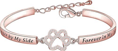 BEKECH Pulsera conmemorativa para perros No Longer by My Side But Forever in My Heart Crystal Paw Print Bracelet Loss of Pet Jewelry