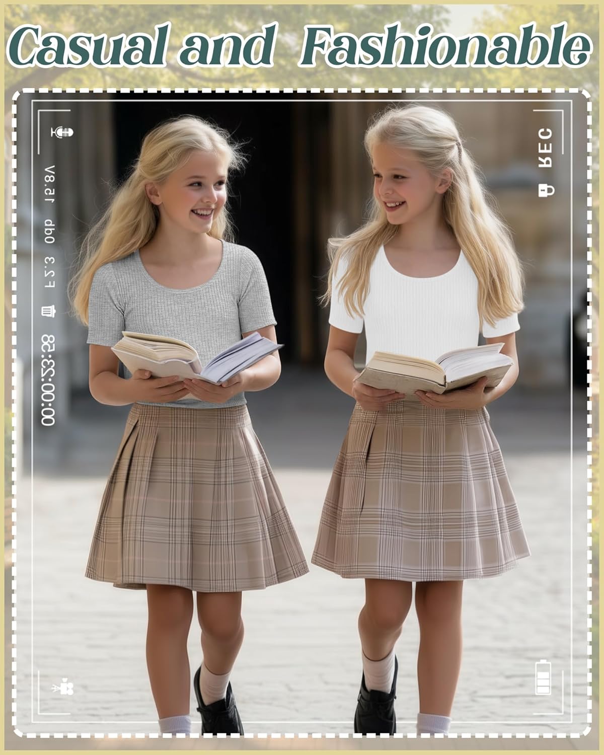 4 Pack Girls' Short Sleeve Shirts Ribbed Knit Scoop Neck T-Shirts Basic Slim Fit Casual Summer Kids Tops - Image 4