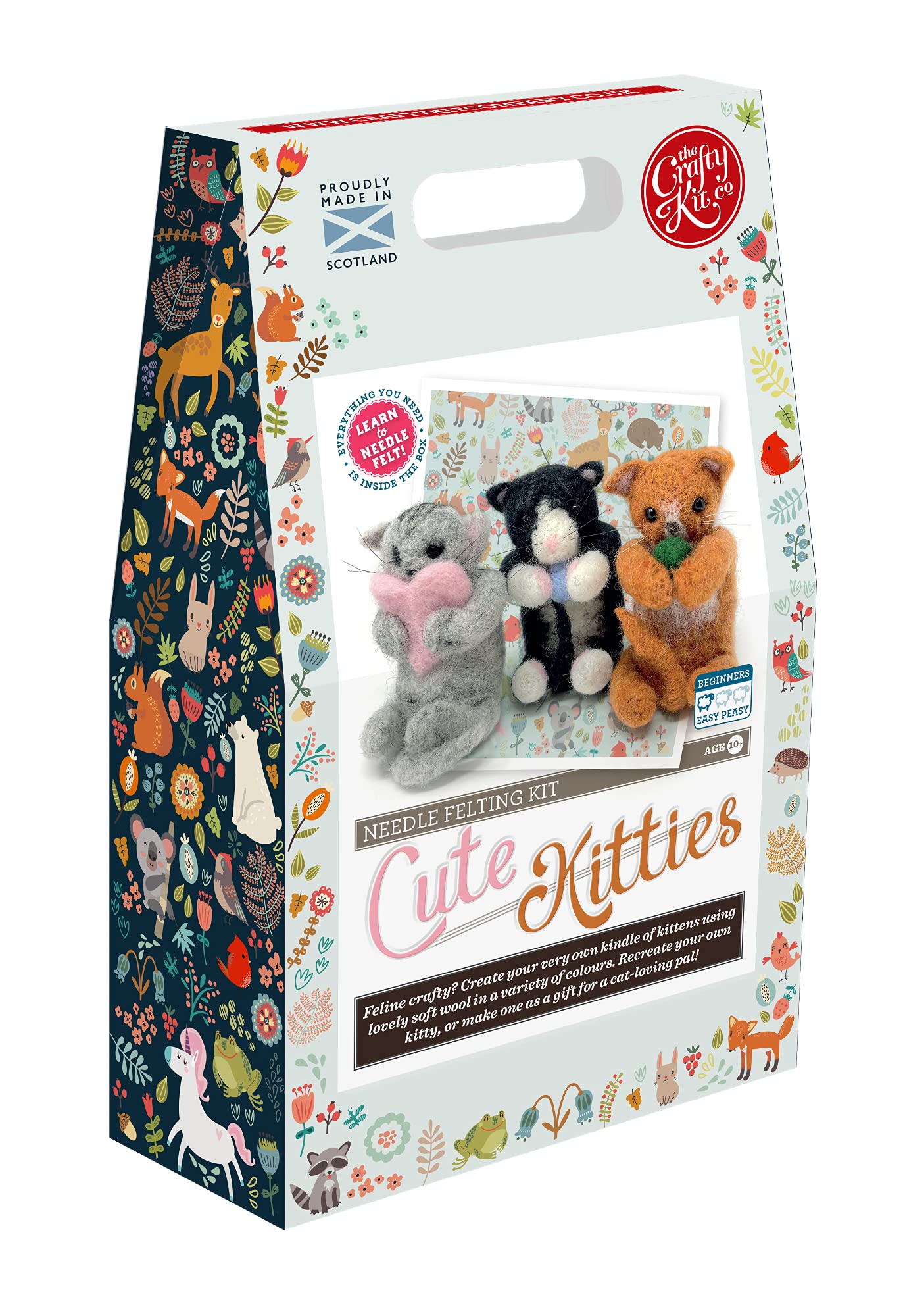 The Crafty KitCompany Cute Kitties DIY Needle Felting Craft Kit for Beginners Kids and Adults - Made in The UK