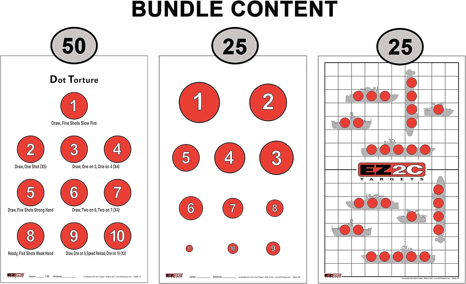 Paper Targets for Shooting Range Bundle, Target Practice Shooting Paper for Gun Range, Handgun, Rifle, Pistol Game Targets, High Visibility, Indoor or Outdoor Range