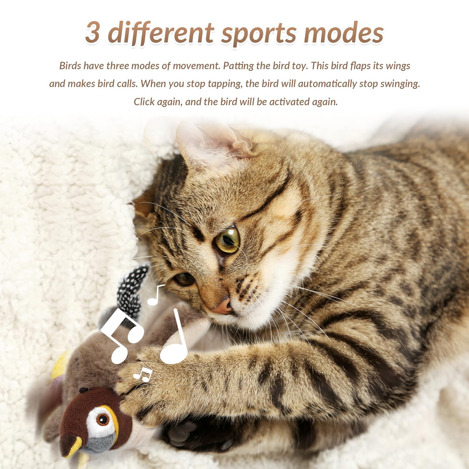 Giocattolo Elettrico Per Gatti Con Uccellino Che Sbatte Le Ali | Ricaricabile USB E Con Erba Gatta - Foto 2