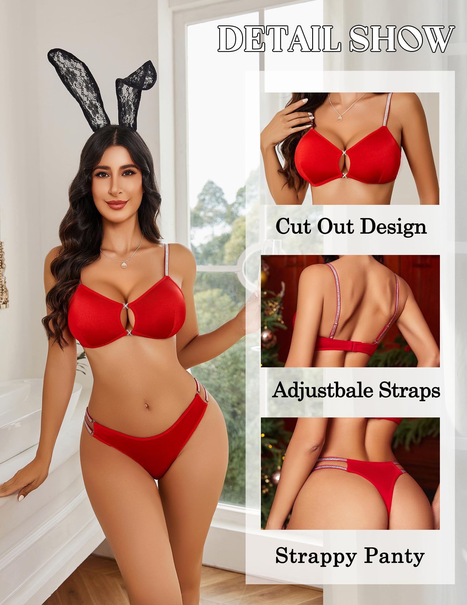 Avidlove Lingerie Set for Women Cut Out Sexy 2 Piece Bra and Panty Set Strappy Underwear Lingerie