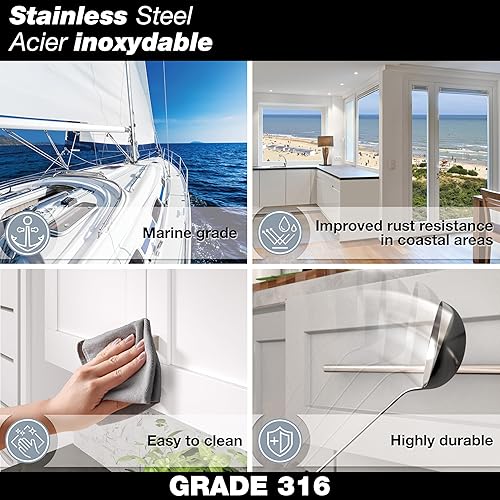 Miniatura 2 de Richelieu Hardware BP34013170 Benevento Collection - Pomo moderno para gabinete y cajón de acero inoxidable de 0.984 in para cocina, baño y muebles