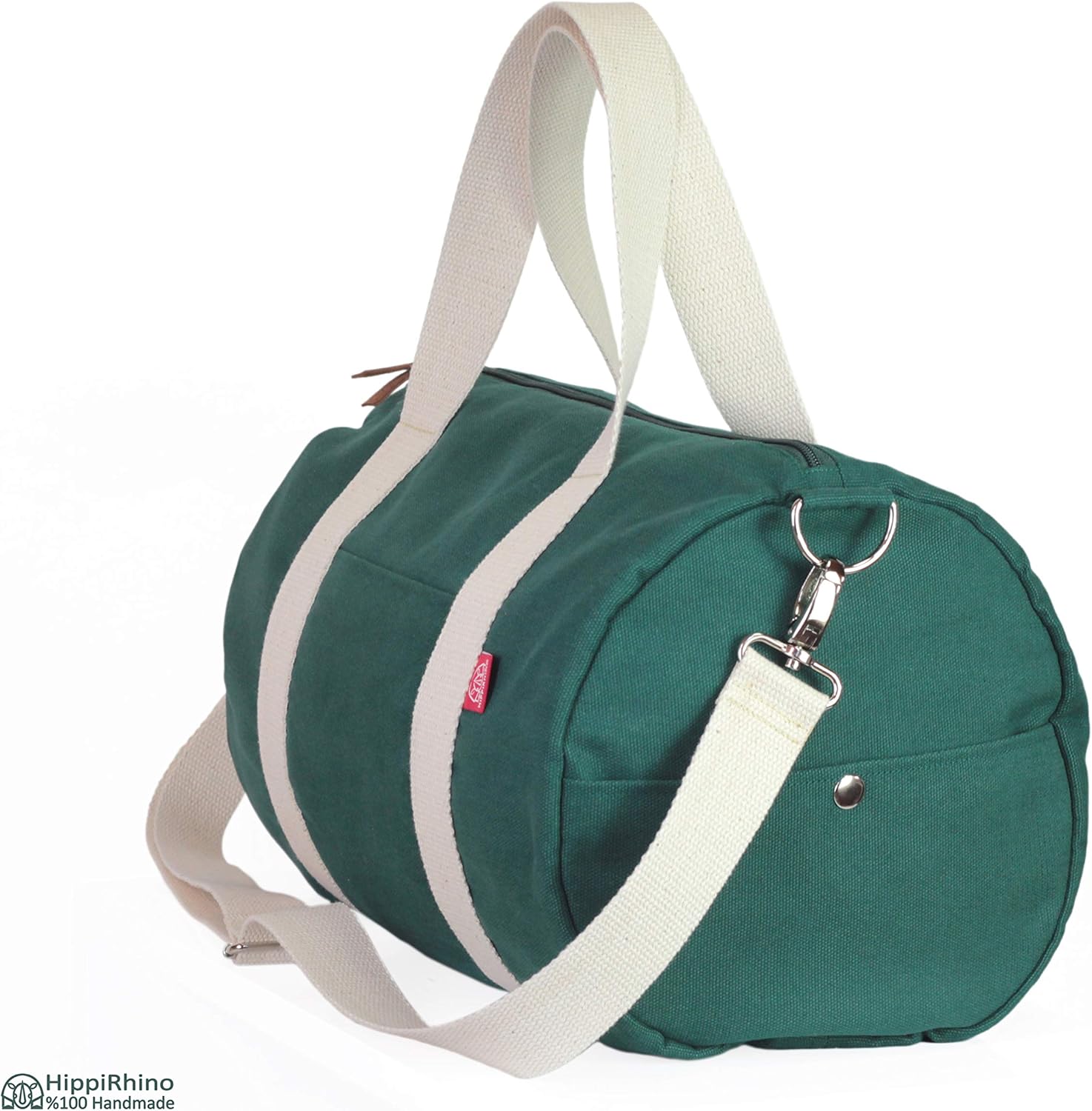 Green Cotton Canvas Duffle Bag Weekender Travel Gym Yoga Bag Overnight Waxed Duffel (Waxed Canvas)