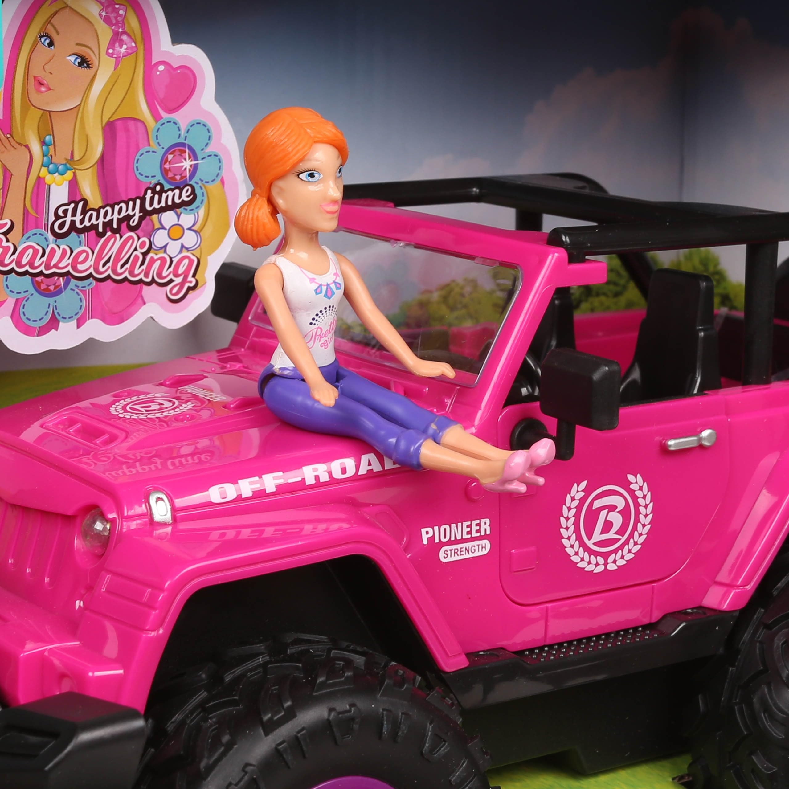 Rosa Jeep Auto für Puppen mit Zubehör 3+ MEGA Creative