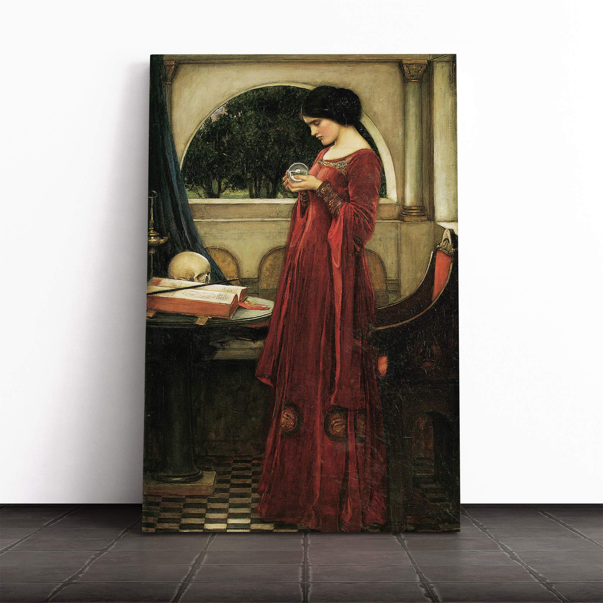 John William Waterhouse The Crystal Ball Canvas Print | Gallery Wrapped 30mm Frame Wall Art | 24x16 inches | Ready to Hang | Modern Picture | Living Room Bedroom Lounge Office