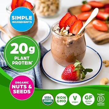 Orgain Organic Simple 20g Vegan Protein Powder, Chocolate, 1.25lb | Plant based protein made with less ingredients, no artificial sweeteners, gluten free, no dairy, packaging may vary