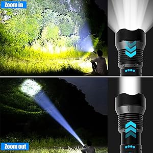 Foleto Rechargeable LED Flashlights High Lumens,Super Bright Flashlight, Powerful Tactical Handheld Flash Light, 5 Modes Zoomable Waterproof Flash Lights for Camping, Emergency