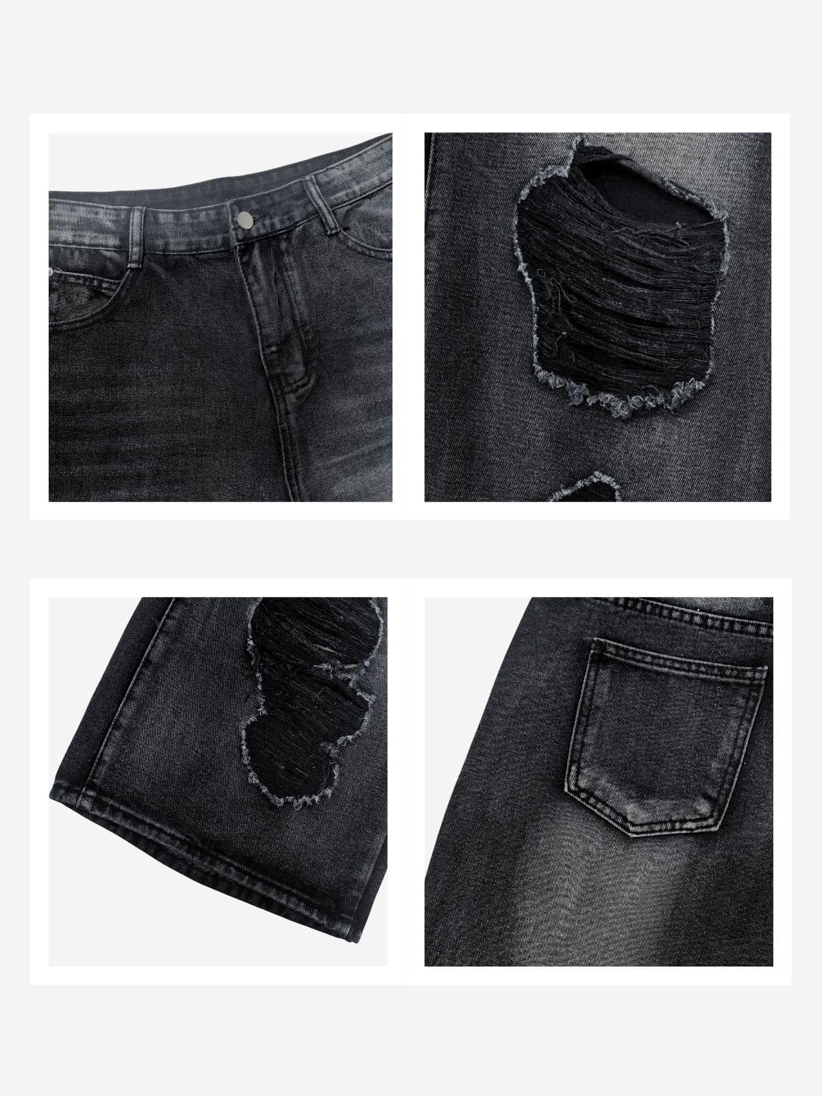 Baggy-Jeans für Damen und Herren, gerades Bein, hohe Taille, Distressed Jeans, Y2K, Grunge-Sommerkleidung.