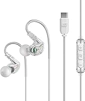 Vista 1 de MEE Audio M6 Sport Auriculares con Cable USB-C con Ganchos de Memoria, Auriculares con Micrófono y Control Remoto de 3 Botones para iPhone 15, iPad