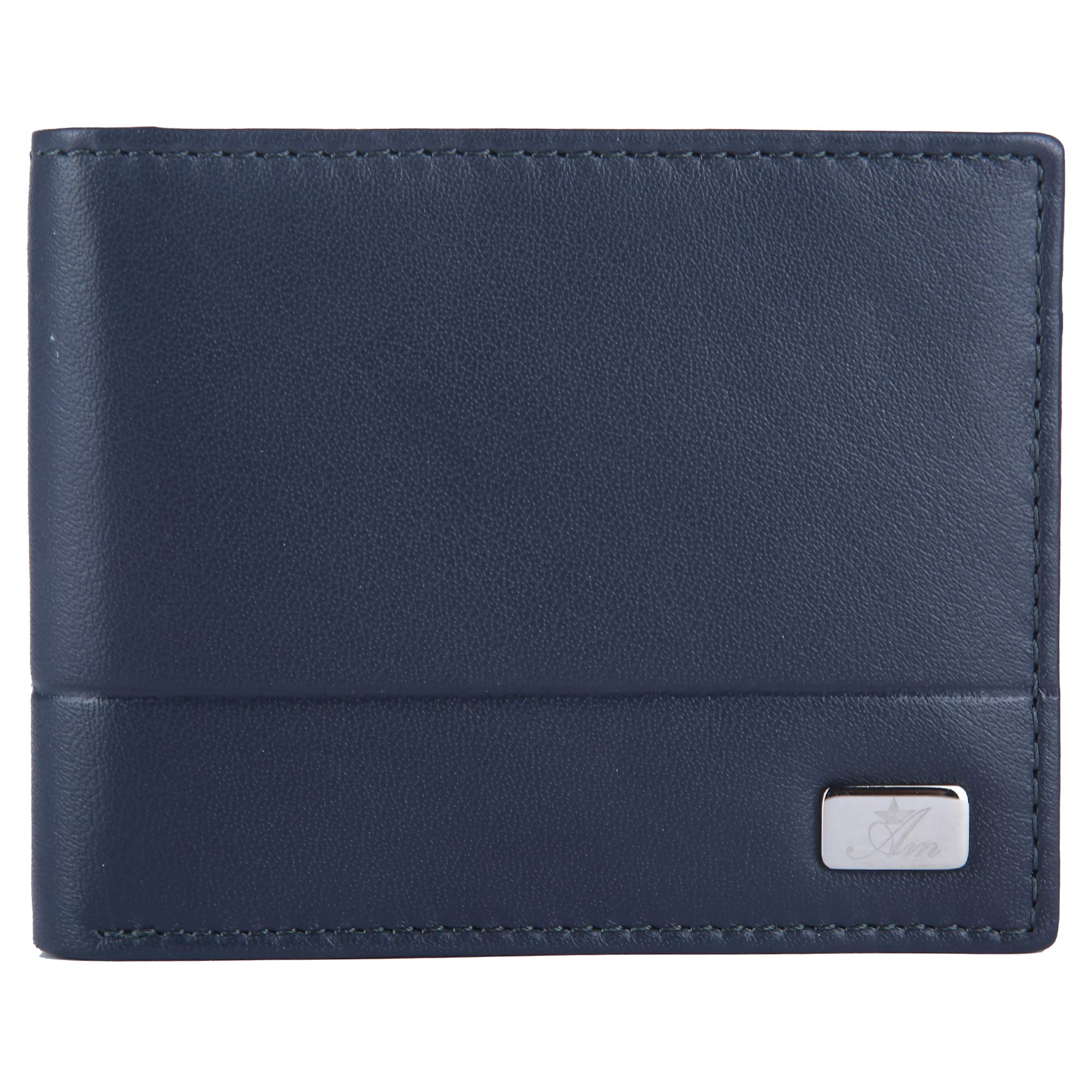 Am leather Dark Brown Leather Men's RFID Wallet (Royal Blue)