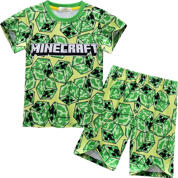 キッズ 上下セット マインクラフト Tシャツ ハーフパンツ セット ルームウェア トップス 短パンツ 夏服 子供服 150CM - 5