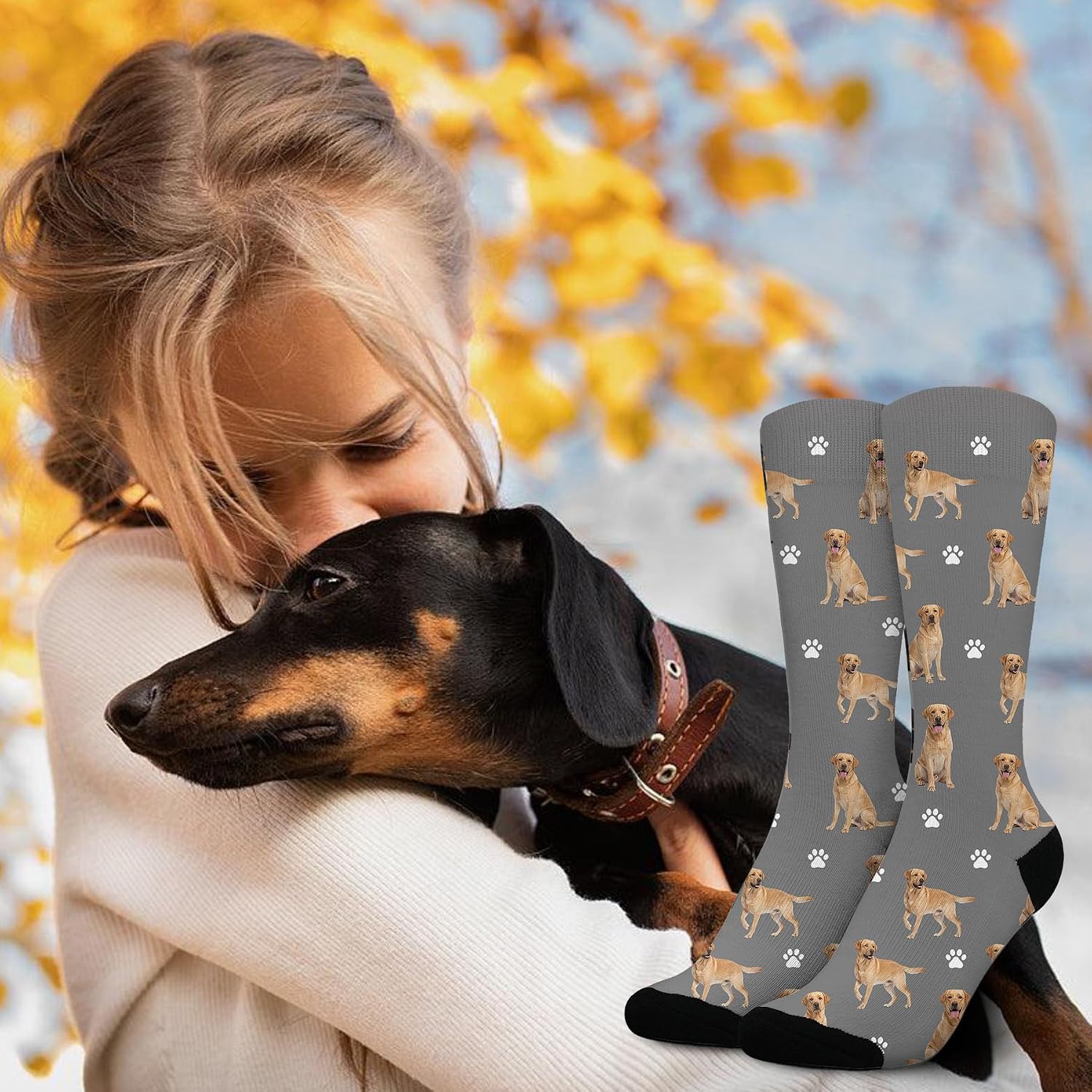 Funny Labrador Crew Socks, Cute Dog Athletic Running Socks