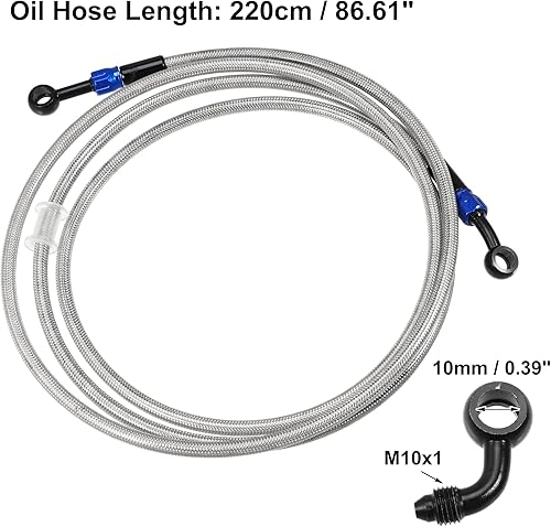 Miniatura 5 de X AUTOHAUX Manguera de freno AN3 28 90 grados M10 motocicleta hidráulica línea de aceite manguera de aceite para ATV motocicleta Motocross Racing