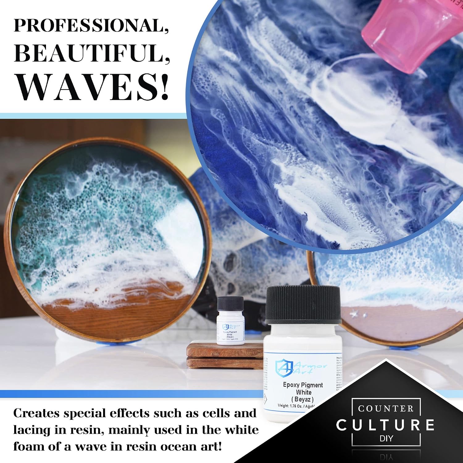 Counter Culture DIY Armor Art Pigment, White, 0.85 oz, Resin Epoxy Dye for Waves and Water Effects