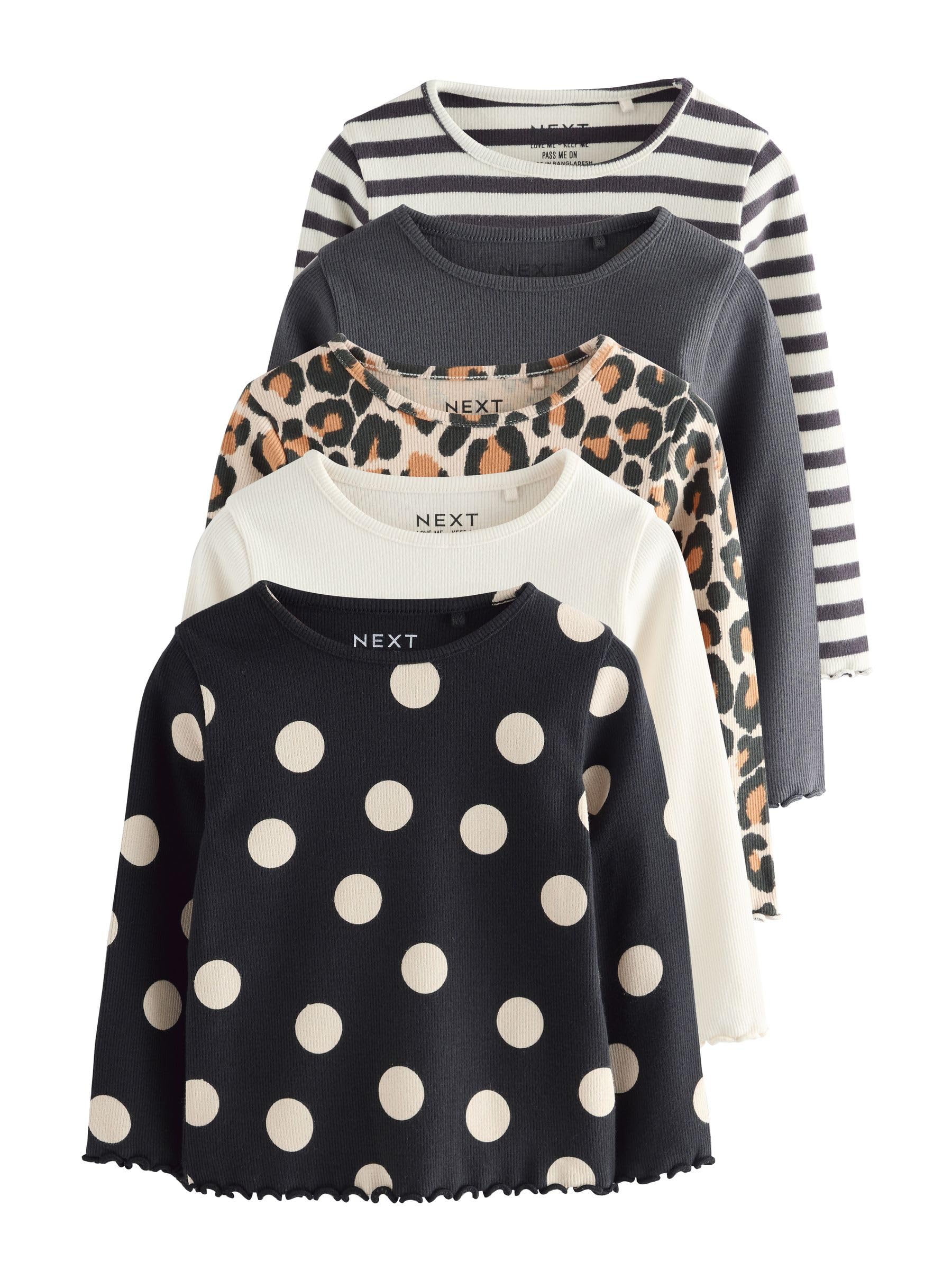 NEXT Niñas Pack de 5 Tops de canalé con Manga Larga