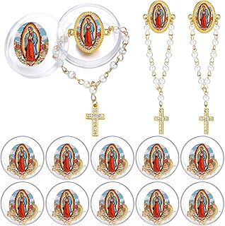 Landical 12 Pcs Rosary Lapel Pin Baptism Favor for Guests First Communion Gift Religious Catholic Pin Christian Event Funeral