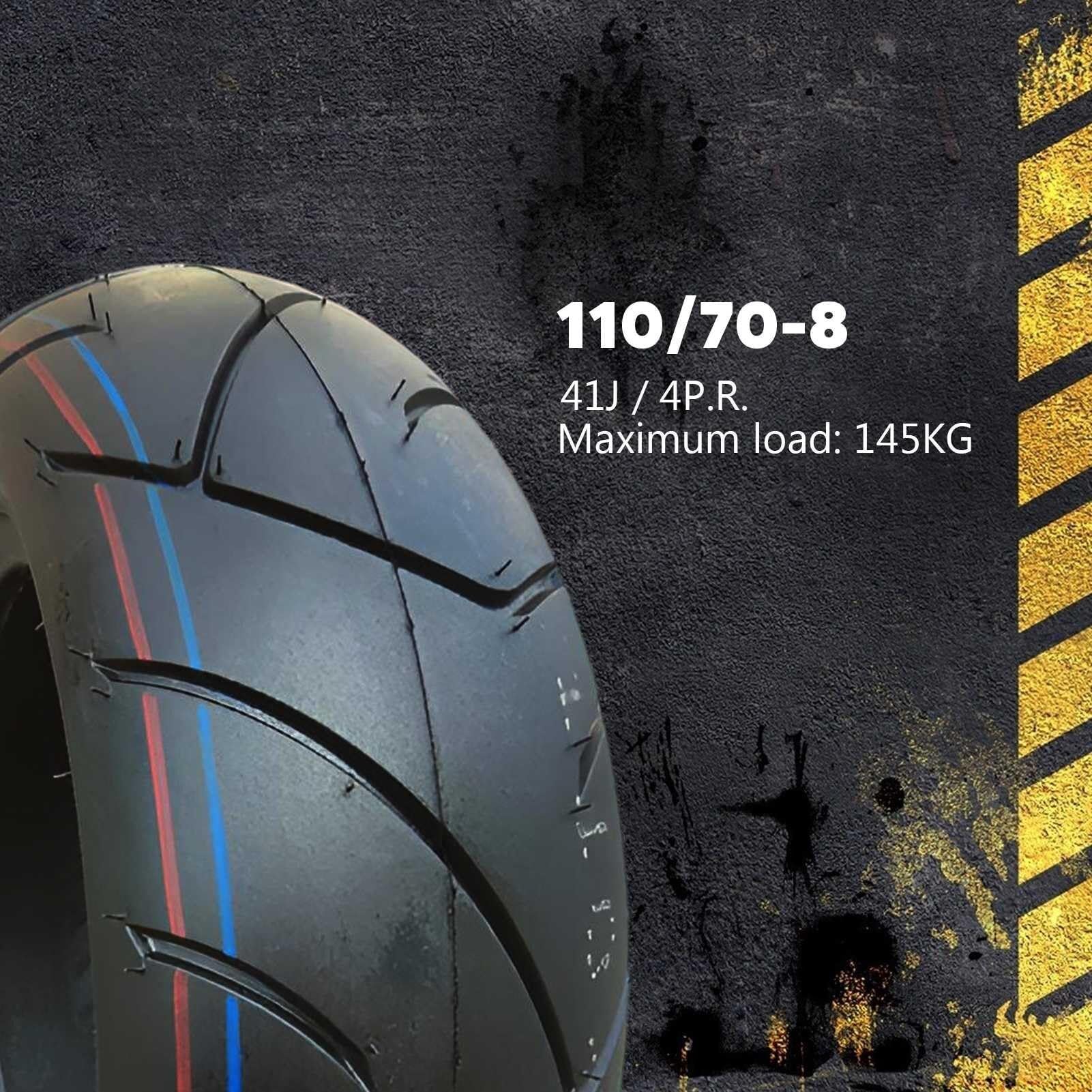 110/70-8 Opona Bez Dętka 41J,110/70/8 Opona Odporna na Przebicia Antywyrwanie Wysoki Uchwyt Opona do Motocykla Skutera Przednia Tylnia Zgodna