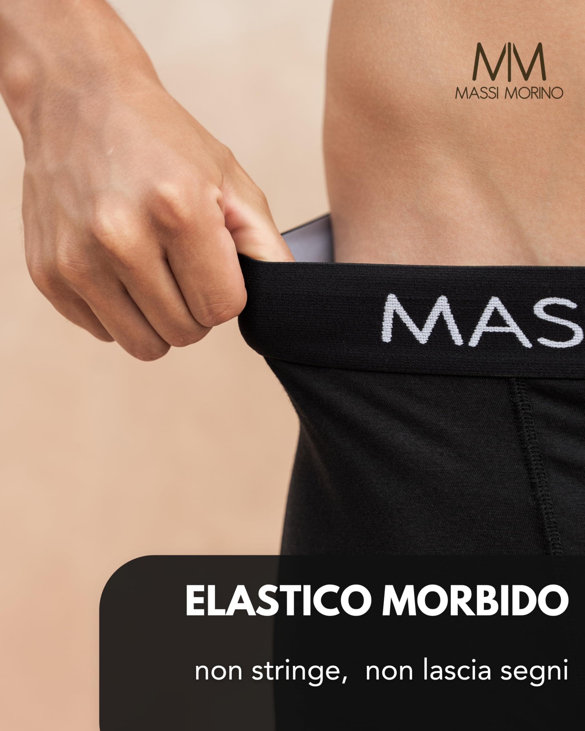Massi Morino Boxer da Uomo in Cotone (Confezione da 6 o Singolo) | Slip da Uomo Neri con Elastico Largo | Senza Etichetta & Traspiranti (S–XXL)