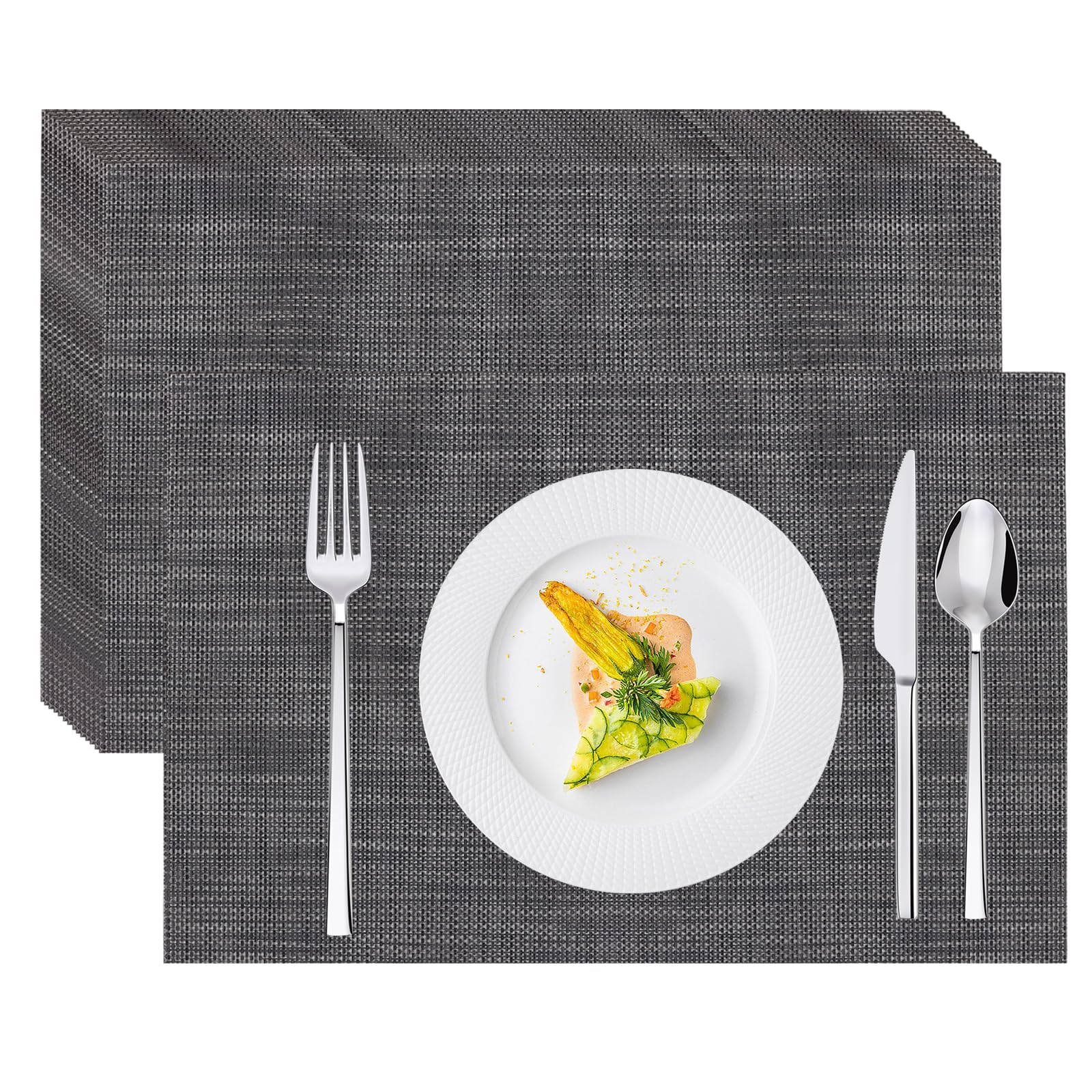 Sets de table antidérapants et lavables en vinyle gris pour restaurant