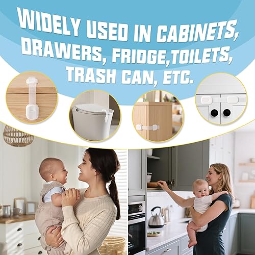 Miniatura 7 de Cerraduras de correa de seguridad para bebés, gabinete de seguridad para niños, a prueba de niños, cerraduras de cajón a prueba de niños, multiusos,