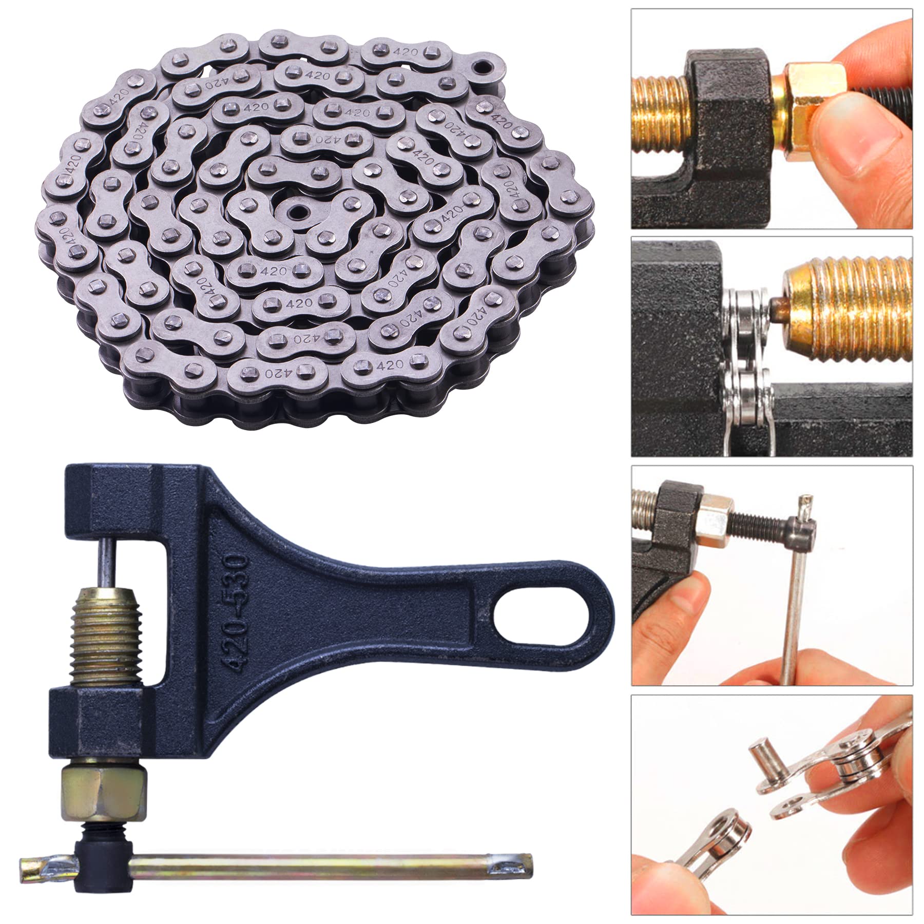 Coleman Mini Bike Chain 90 Links CNCMOTOK 420 Roller Chain Kit With Chain Breaker – 90 Link Chain For Coleman BT200X, CT200U, TrailMaster & MASSIMO Mini Bikes Gas Cap - View #3