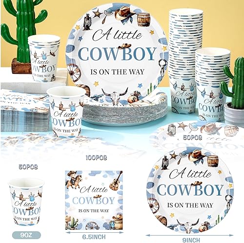 Vista 150 de Hushee Juego de 200 platos florales de papel para baby shower, servilletas, tazas, suministros de fiesta de baby shower, juego de vajilla desechable