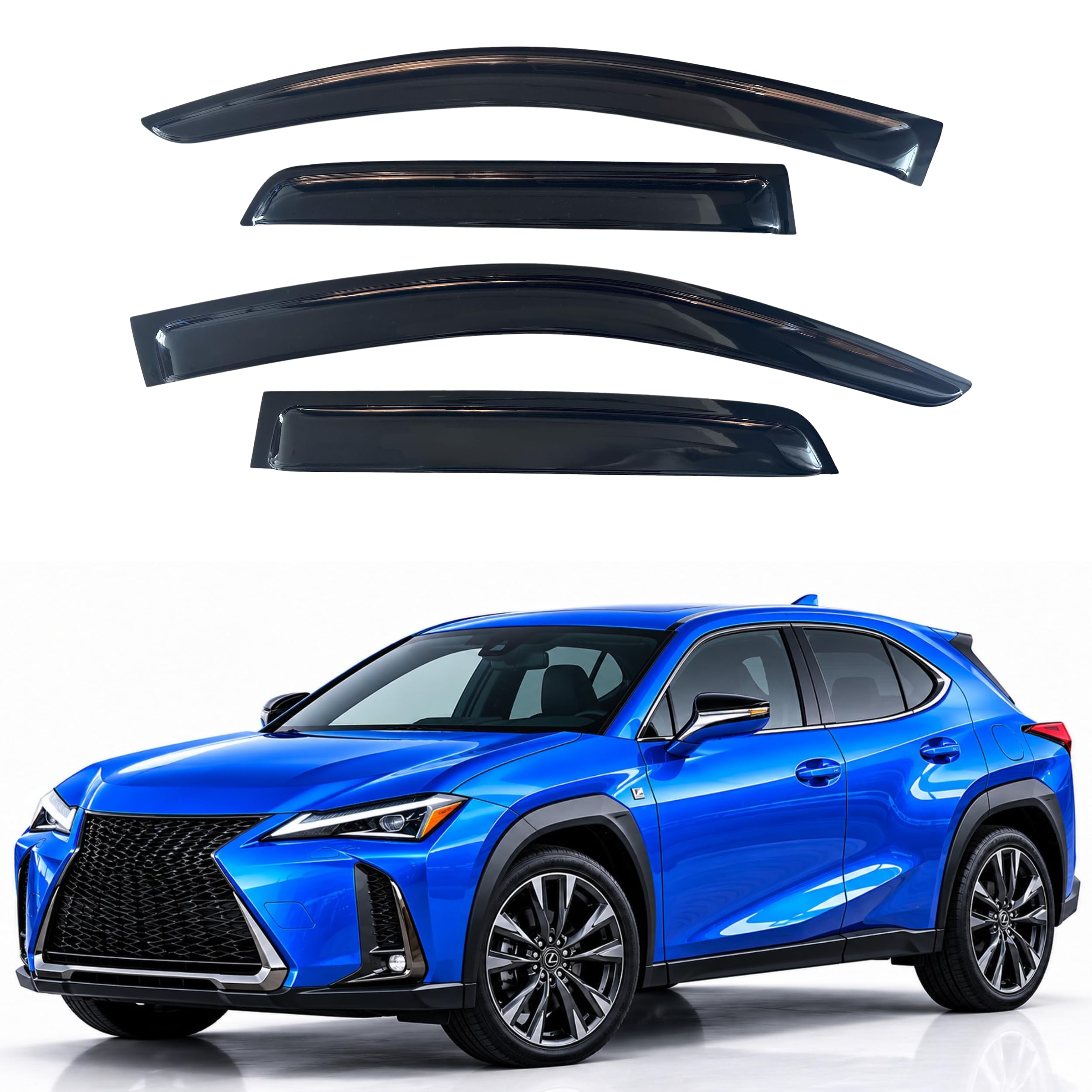 IG Window Visors Fit for 2019-2024 Lexus UX200 UX200h UX300h, Out-Channel Rain Guards Vent Wind Deflectors 4PC, Car Accessories for 19-24 Lexus UX Series