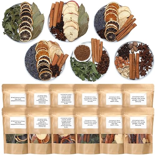 Siifert 12 Pack Winter Stovetop Potpourri Simmer Pot Kit Dried