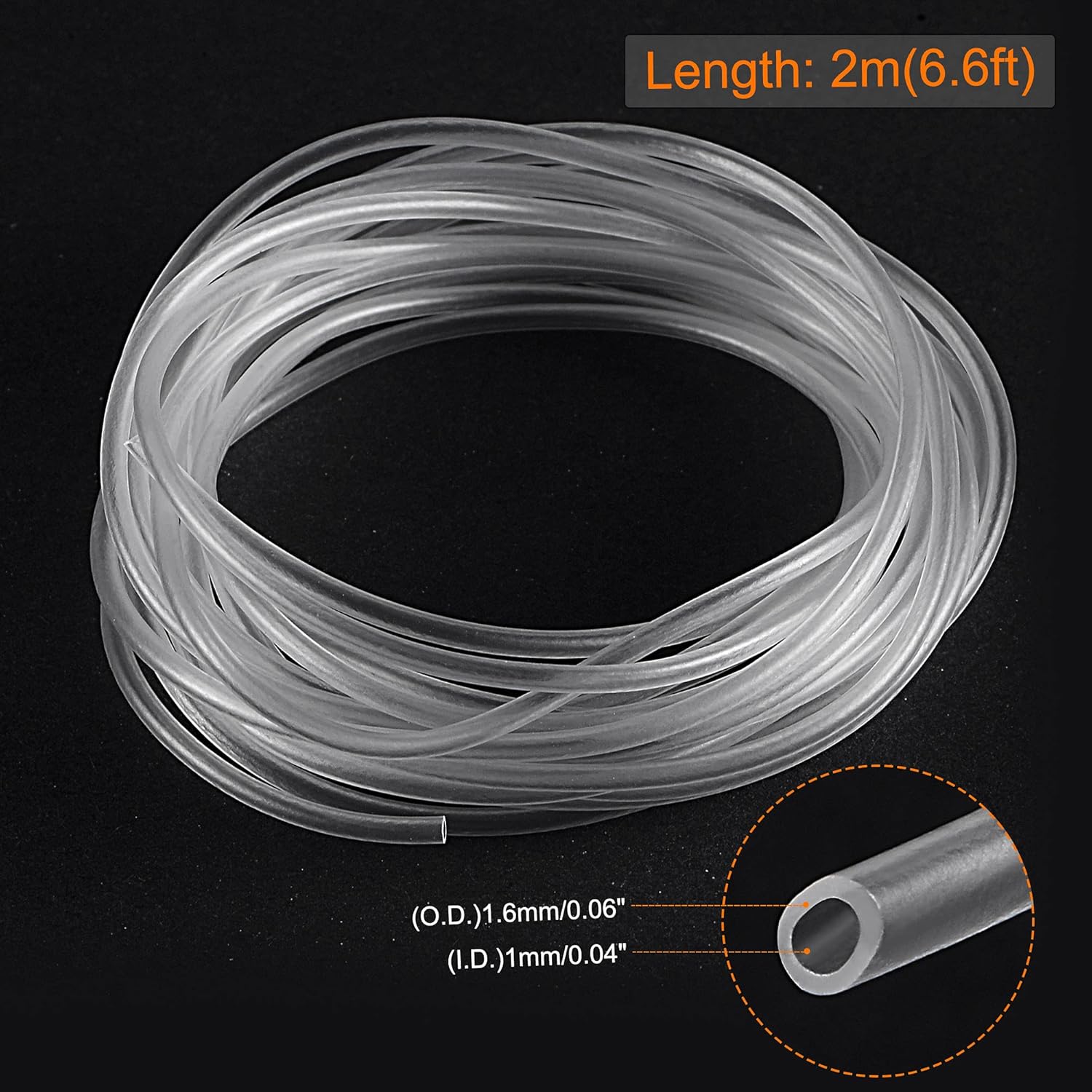MECCANIXITY PVC Transparent Hose Vinyl Tubing 1mm ID 1.6mm OD 2m Flexible Lightweight for Water Tube,Air Tube