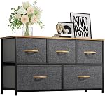 YITAHOME Storage Tower with 4 Drawers - Fabric Dresser, Organizer Unit for Living Room, Closets - Sturdy Steel Frame, Easy Pull Fabric Bins & Wooden Top