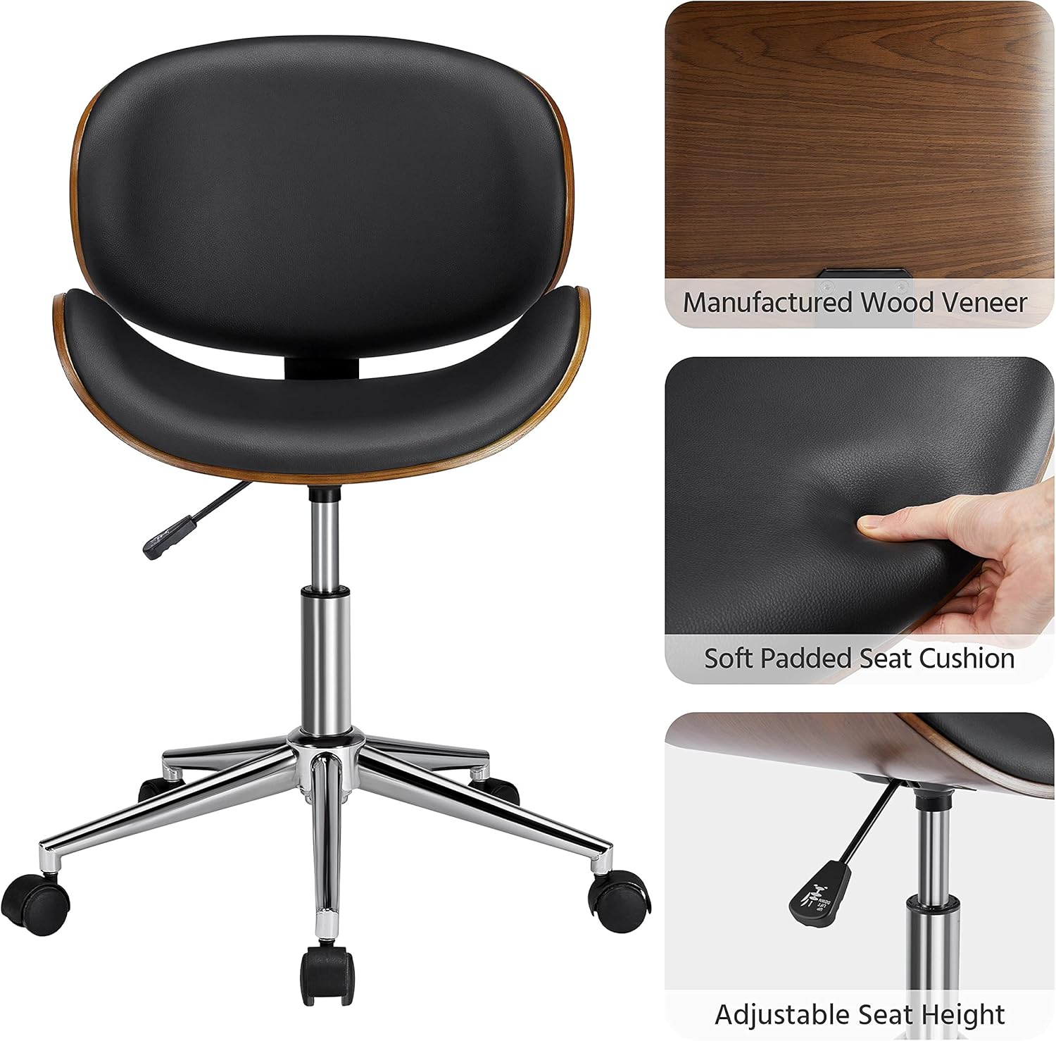 Buy Yaheetech Home Office Desk Chair Walnut Wood Finish Computer Chair Bent Wooden Chrome Finish Chair With 360 Swivel And Height Adjustable Buy Yaheetech Home Office Desk Chair Walnut Wood Finish Computer Chair Bent Wooden Chrome Finish Chair With 360 Swivel And Height Adjustable