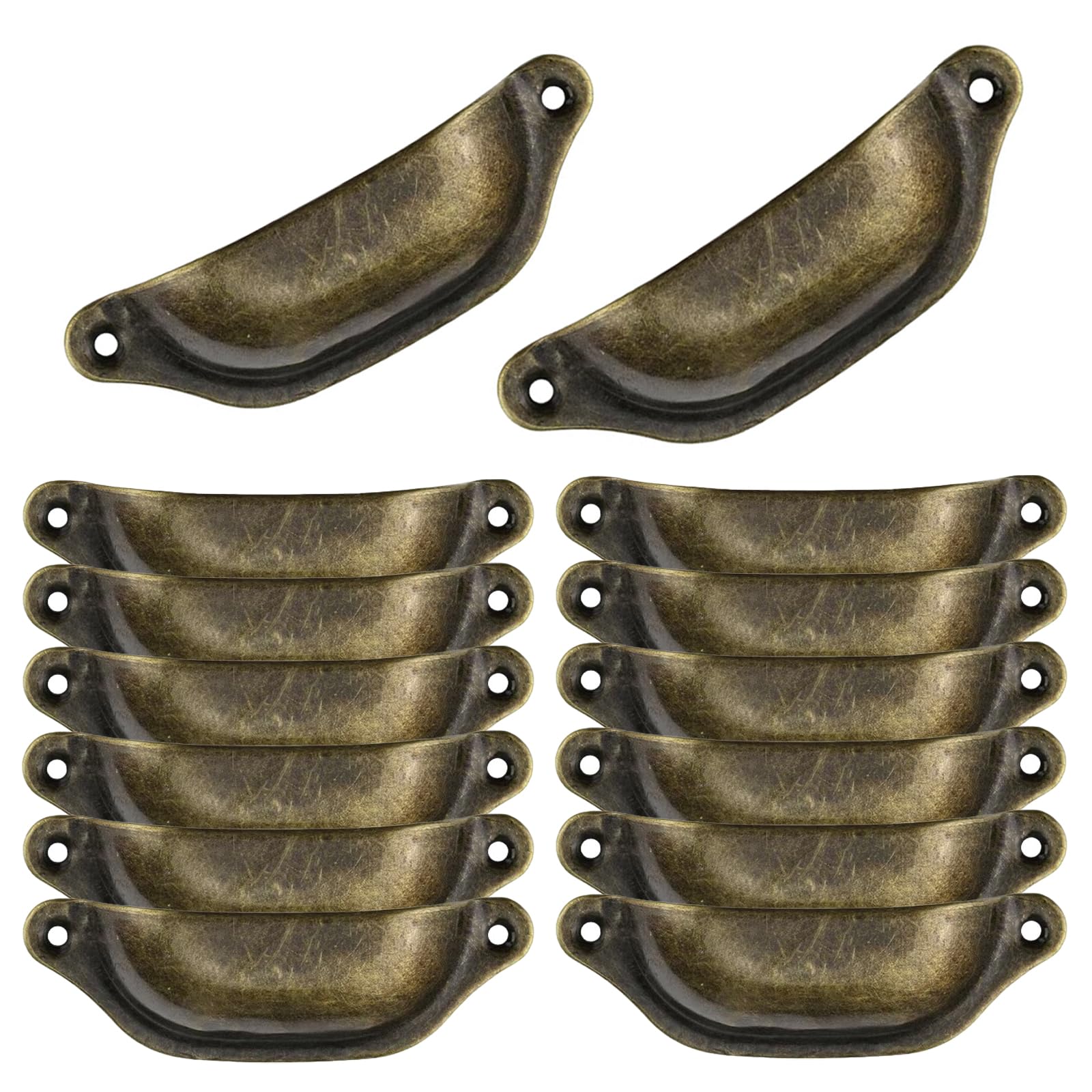 12-Piece Antique Bronze Handles for Drawers, Metal Shell Vintage Furniture Handles, DIY Renovation Hardware for Cabinet Door and Wardrobe Handle-image-2