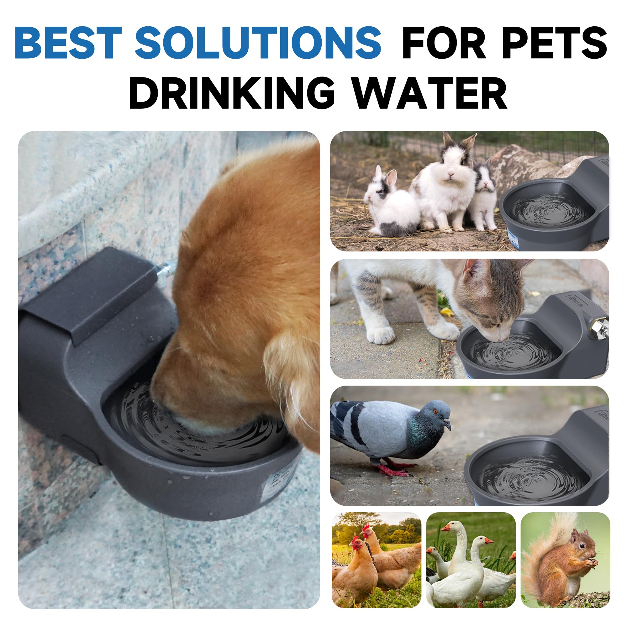 Dispensador automático de agua para perros, Bebedero cuenco grande de 67 onzas para exteriores, antivuelco