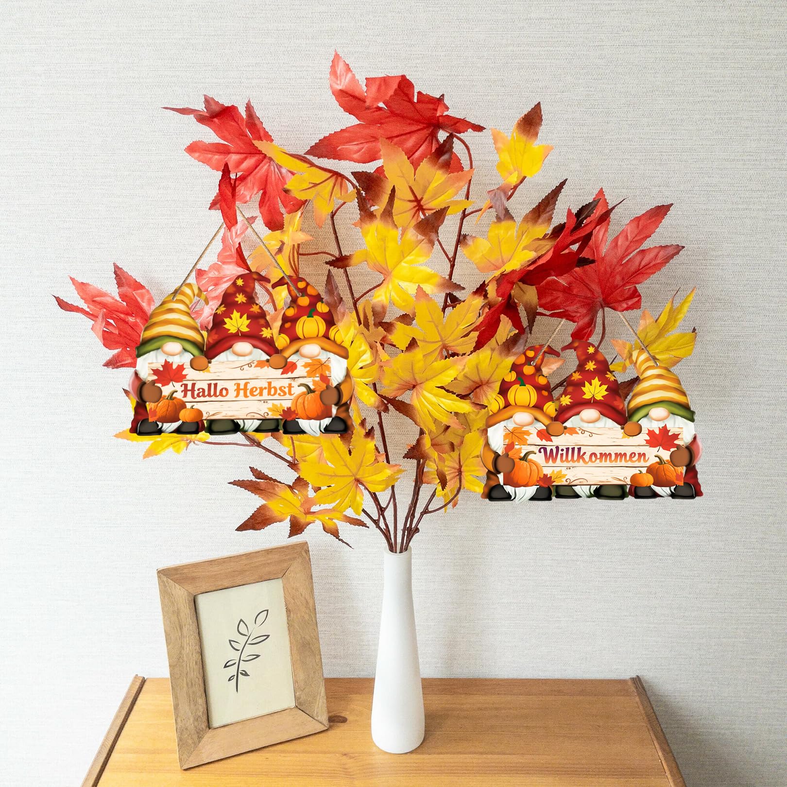 Herbst Dekoration Anhänger Set - 9-teilig Mit Igeln & Ahornblättern