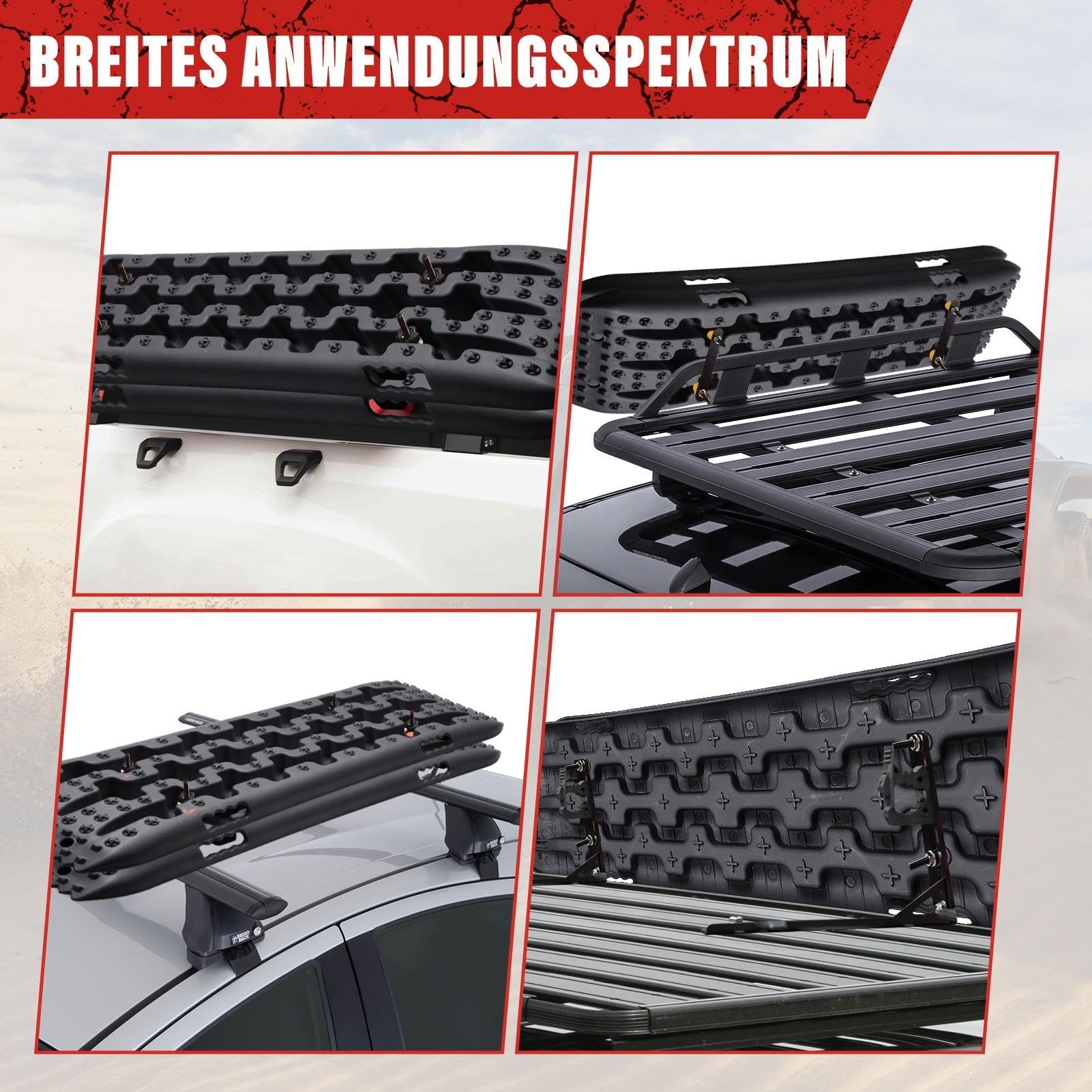 2 Stücke Sandbleche Offroad, Anfahrhilfe Sand/Schnee Recovery Board Tracks, Traktionsmatte Reifenleiter Sandbleche Für Den Außeneinsatz Bei Schnee, Sand, Schlamm Für Geländewagen Wohnmobils, 10T Last