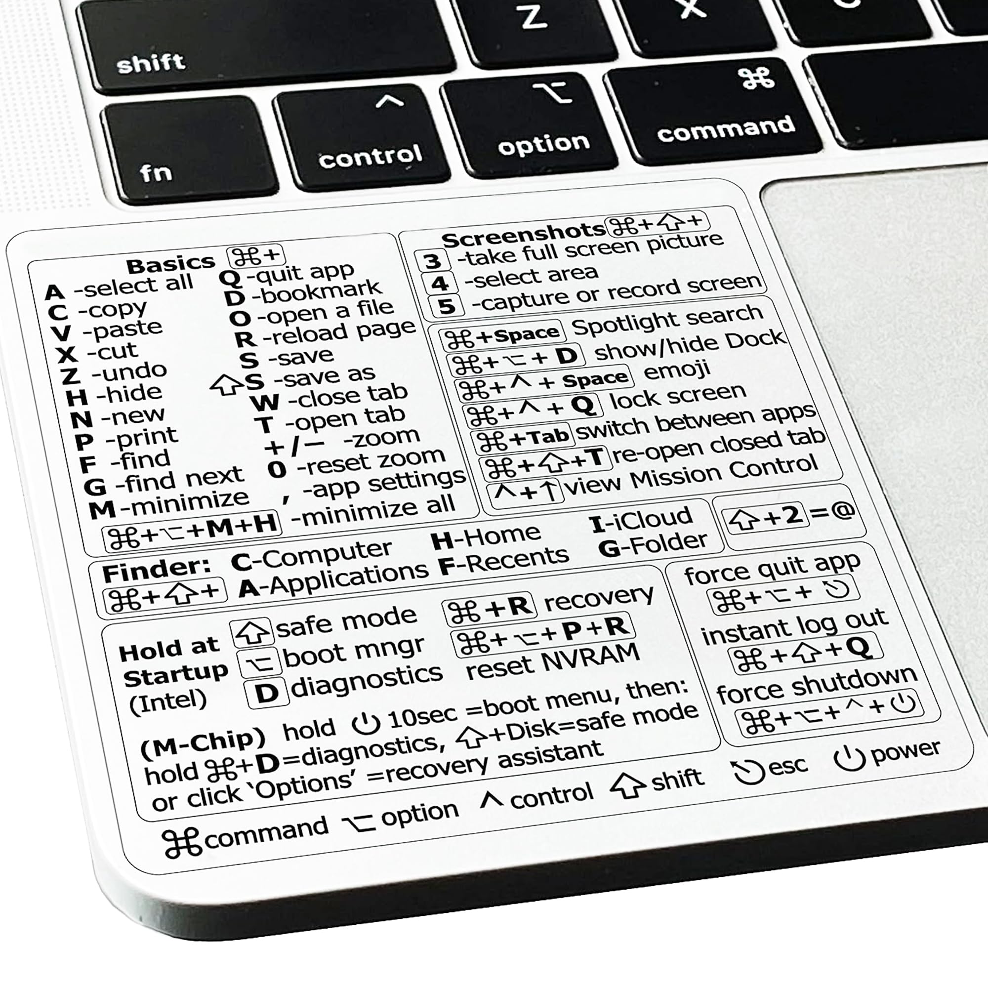 Mac Shortcut Sticker - Mac OS Shortcuts Sticker (M1+Intel), Laptop Keyboard Shortcuts Stickers for Mac Laptop, Compatible with 13-16 Inch Laptop (1)